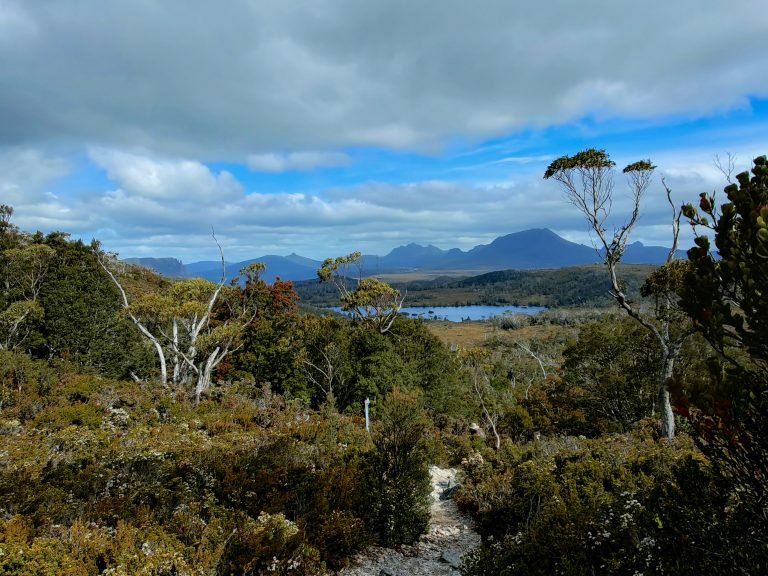Overland Track Tasmania: Australia’s Classic Alpine Multi-Day Walk Overland Track Tasmania panoramic view across alpine scrubland and tarn toward distant mountain ranges