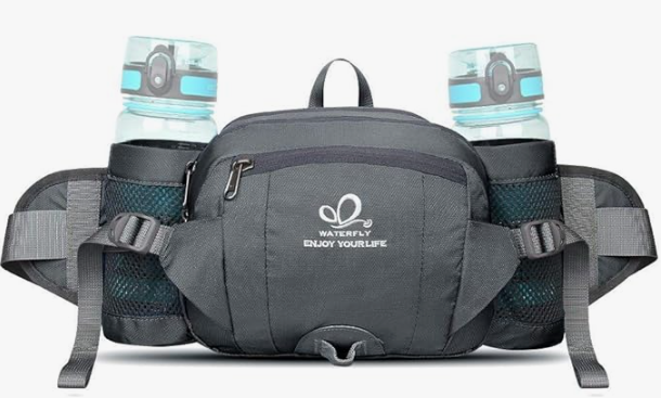 WATERFLY Dual Bottle Waist Pack, hiking lumbar pack with two bottle holders