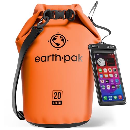 Earth Pak 20L Waterproof Dry Bag, budget roll-top dry bag for hiking and camping