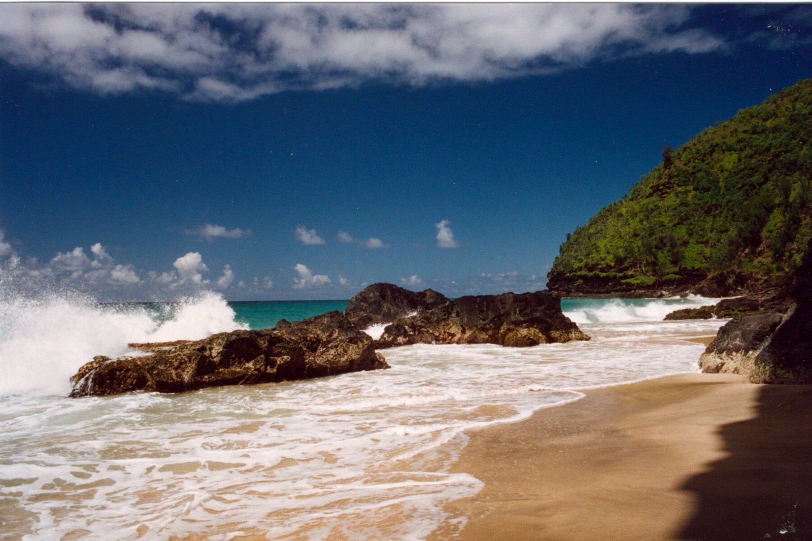 Hanakapi'ai Beach, mile 2 of the Kalalau Trail, Na Pali Coast, Kauai