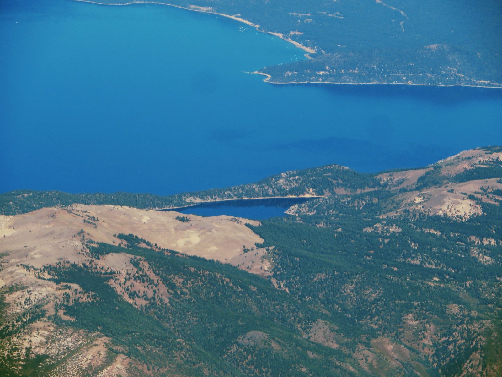 Aerial view of Marlette Lake above Lake Tahoe, Nevada side of the Tahoe Rim Trail