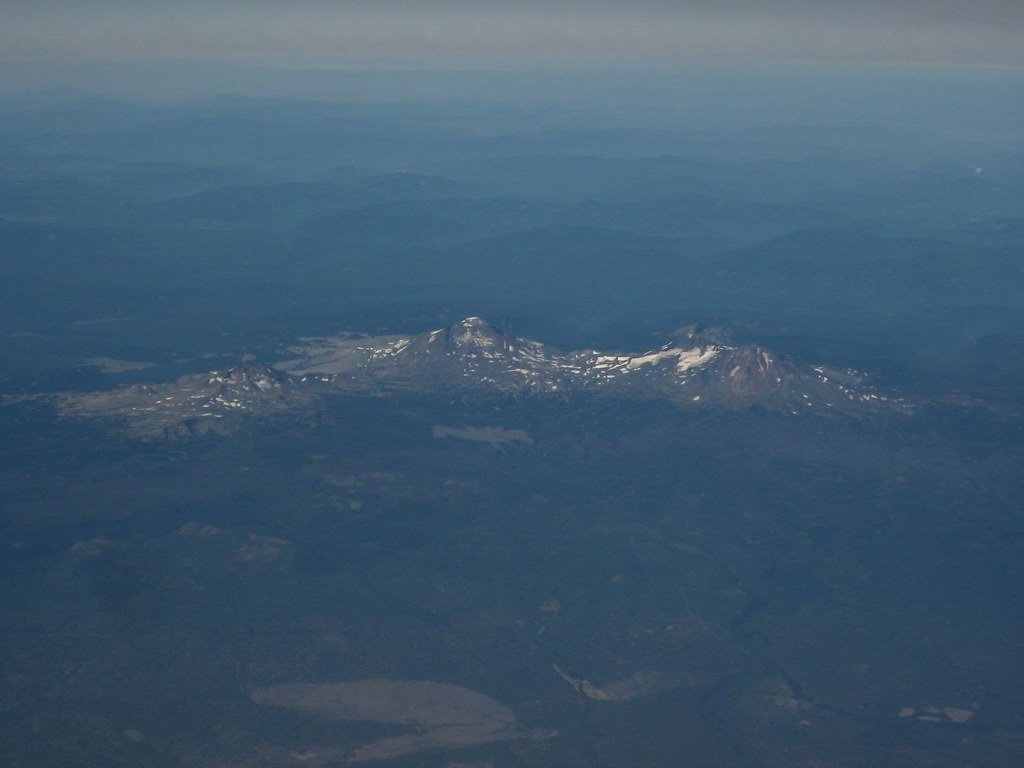 The Three Sisters volcanoes above the Three Sisters Wilderness, Oregon