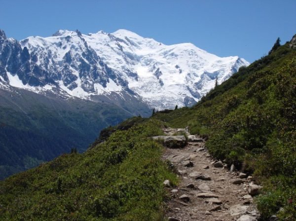 Mont Blanc massif view from the Tour du Mont Blanc trail