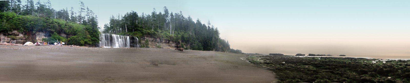 Tsusiat Falls campsite, West Coast Trail day 5, Vancouver Island