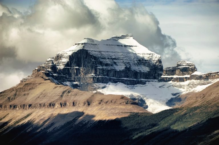 Mount Saskatchewan viewed from the Nigel Pass climb, Brazeau Loop, Jasper National Park