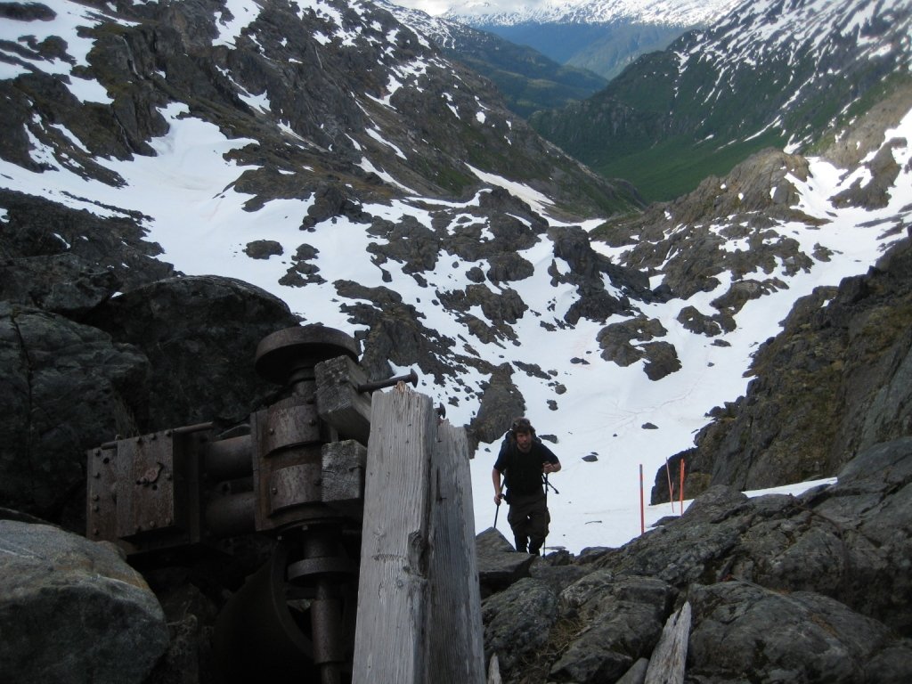 Remnants of the aerial tramway along the Chilkoot Trail near the pass, Alaska