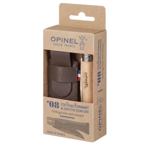 Opinel No. 08 stainless steel folding knife with beechwood handle