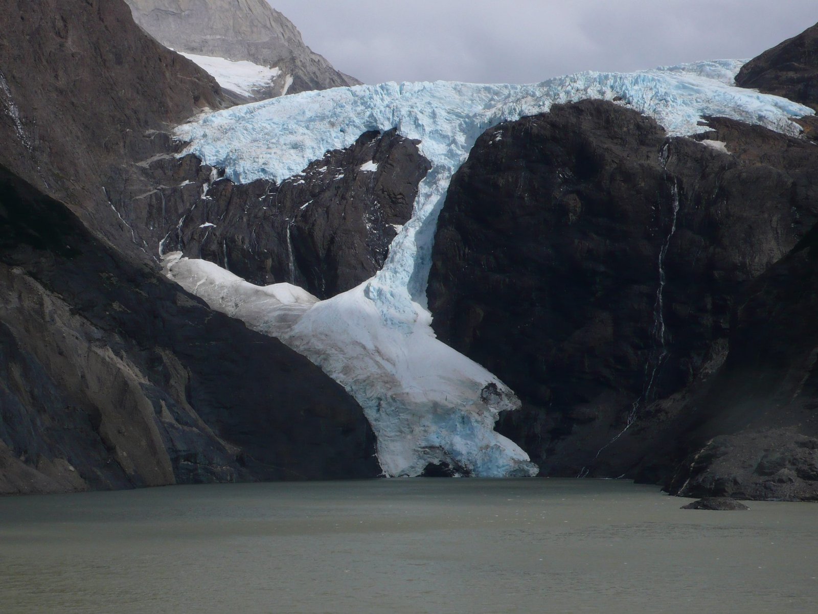 Los Perros Glacier above the forested Los Perros campsite on the O Circuit's northern backcountry stretch